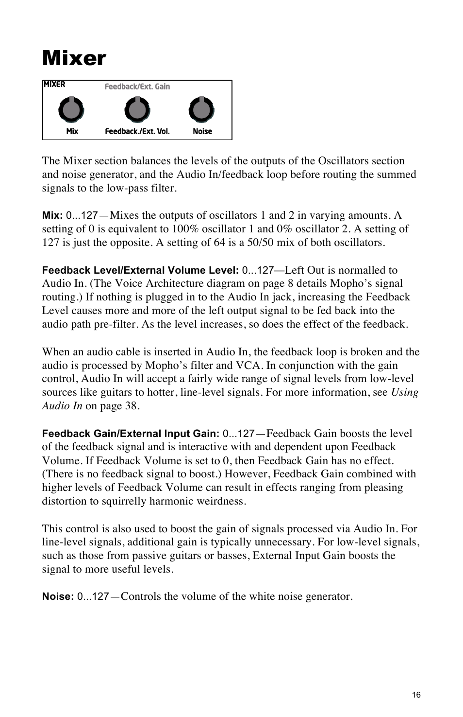 Mixer | Dave Smith Instruments MOPHO SE User Manual | Page 22 / 72