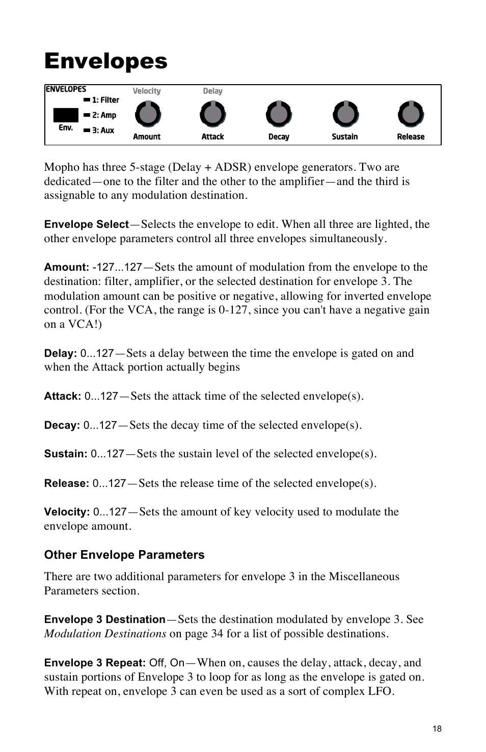 Envelopes | Dave Smith Instruments MOPHO SE User Manual | Page 24 / 72