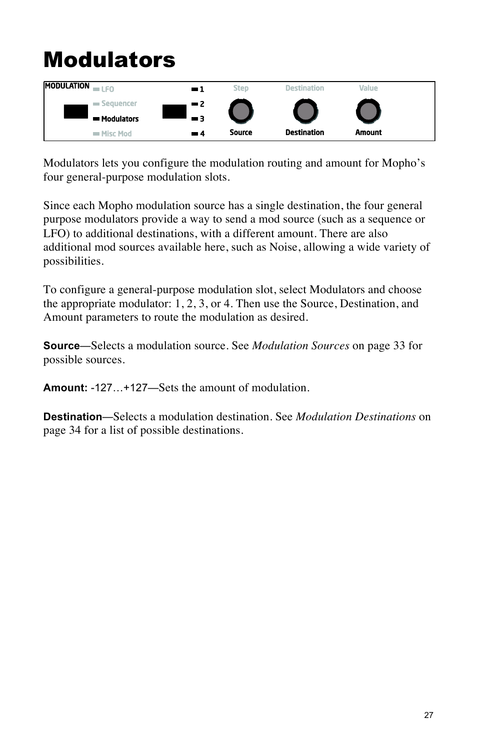Modulators | Dave Smith Instruments MOPHO SE User Manual | Page 33 / 72