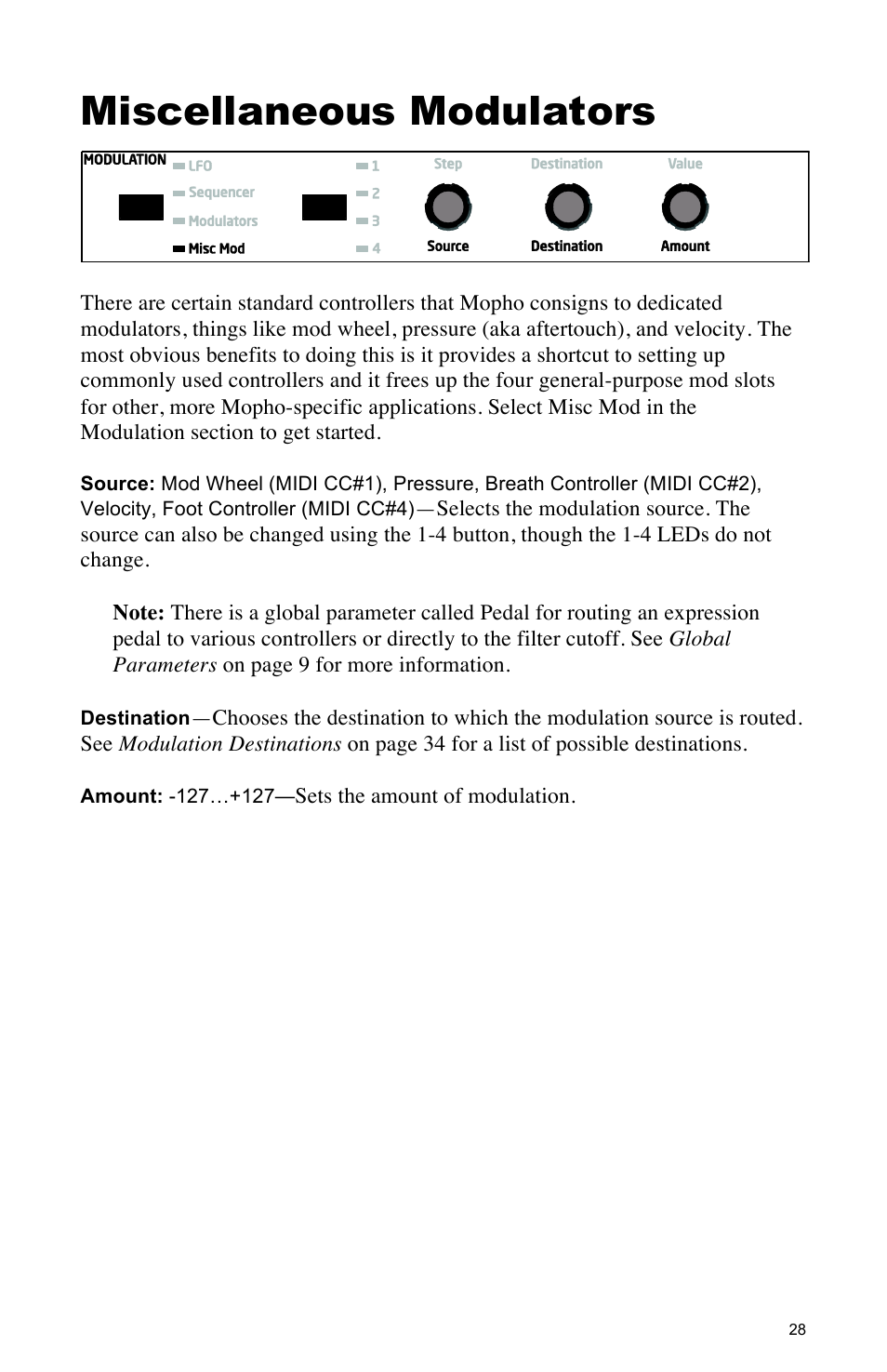 Miscellaneous modulators | Dave Smith Instruments MOPHO SE User Manual | Page 34 / 72