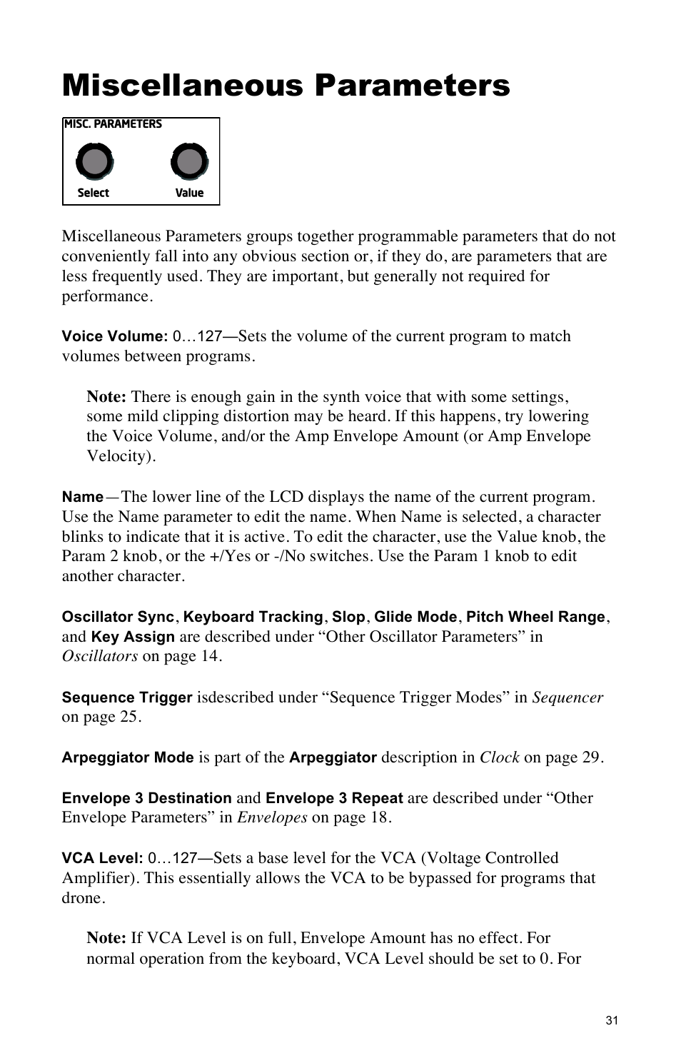 Miscellaneous parameters | Dave Smith Instruments MOPHO SE User Manual | Page 37 / 72