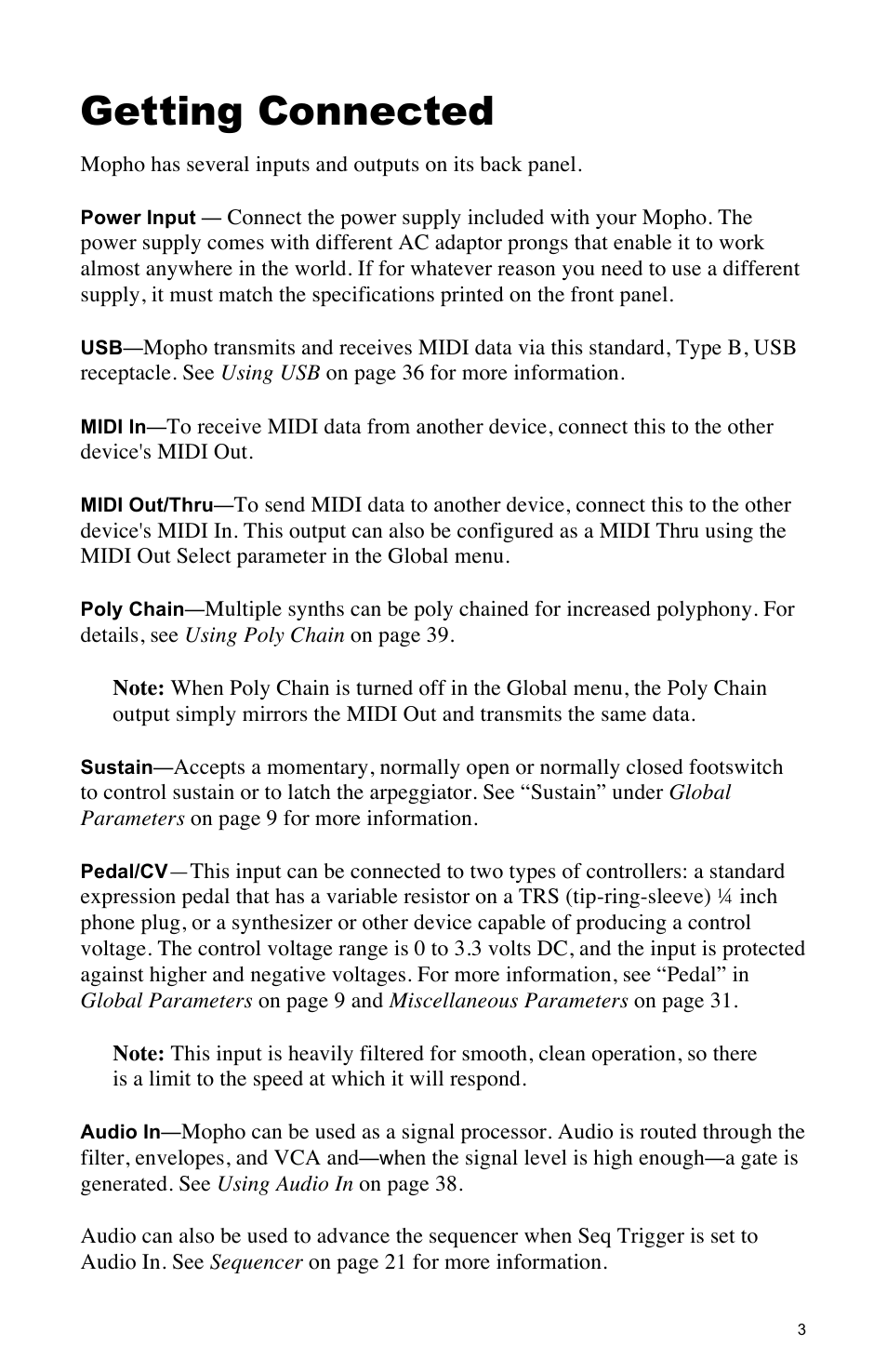 Getting connected | Dave Smith Instruments MOPHO SE User Manual | Page 9 / 72