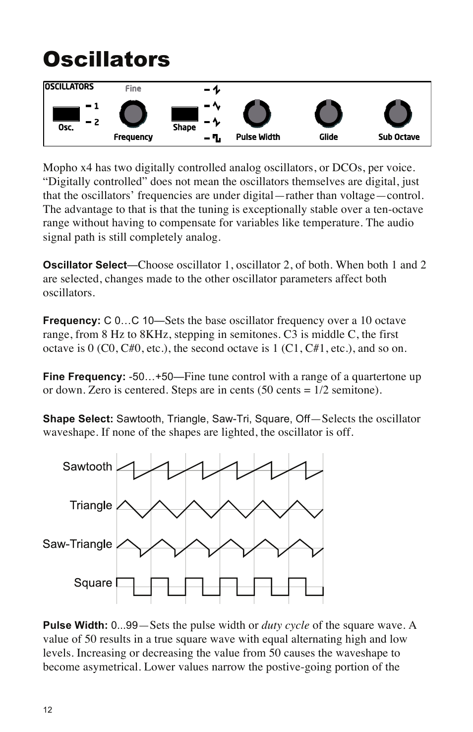 Oscillators | Dave Smith Instruments MOPHO X4 User Manual | Page 18 / 68