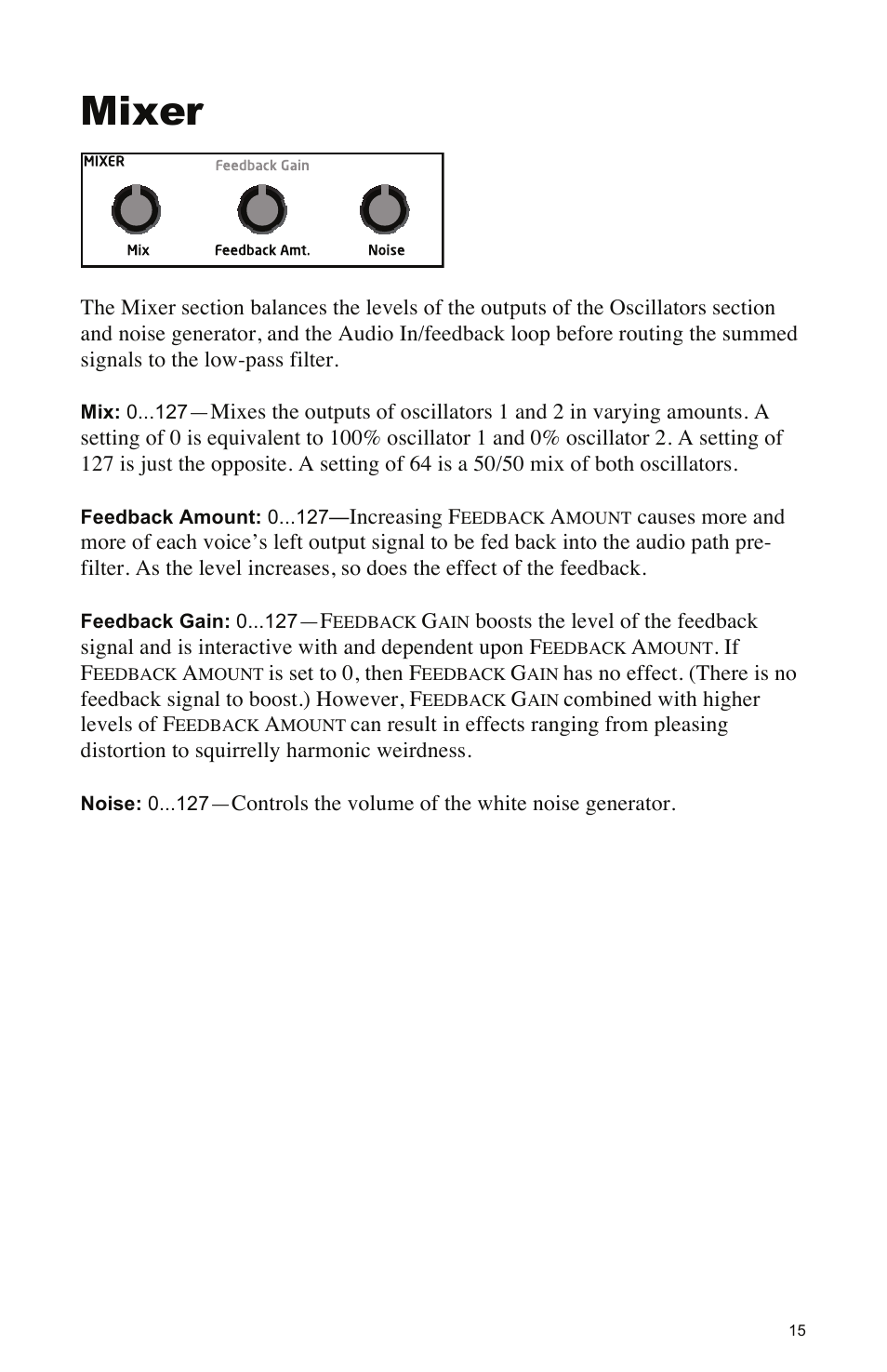 Mixer | Dave Smith Instruments MOPHO X4 User Manual | Page 21 / 68