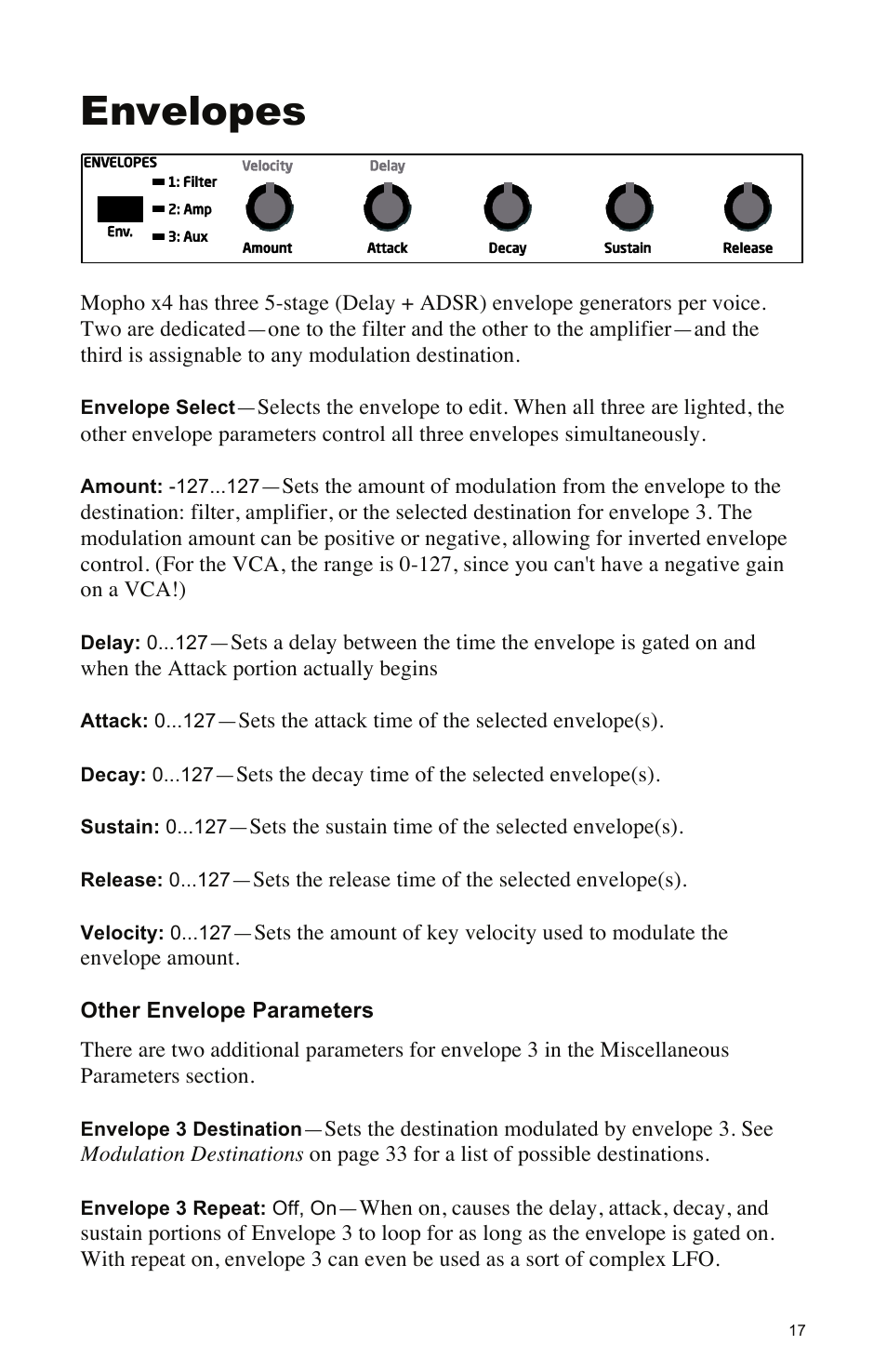 Envelopes | Dave Smith Instruments MOPHO X4 User Manual | Page 23 / 68