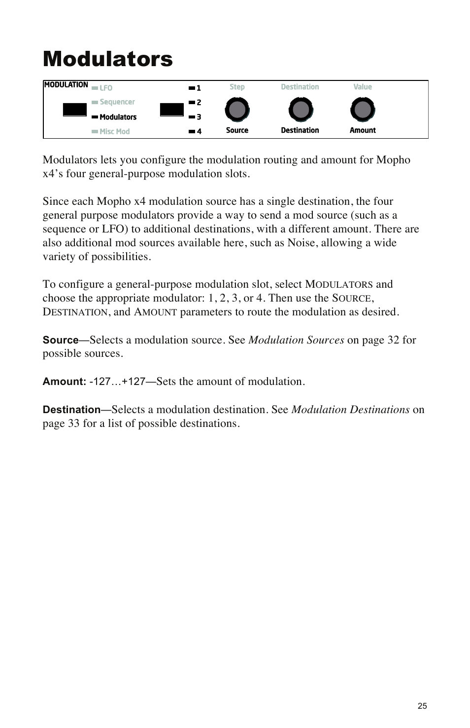 Modulators | Dave Smith Instruments MOPHO X4 User Manual | Page 31 / 68