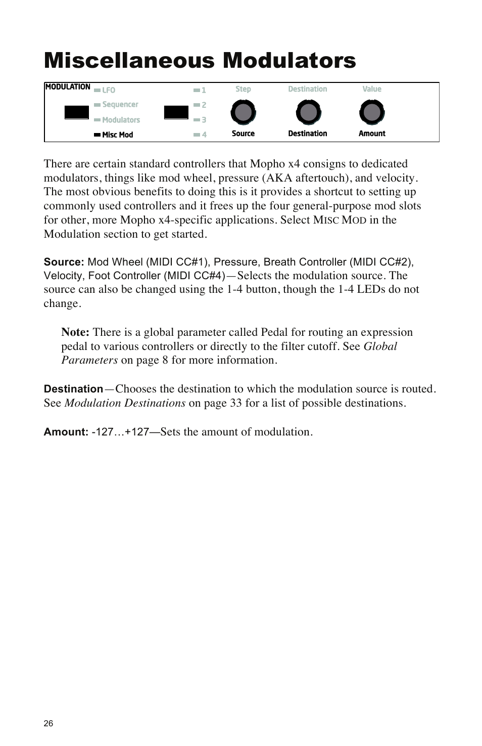 Miscellaneous modulators | Dave Smith Instruments MOPHO X4 User Manual | Page 32 / 68