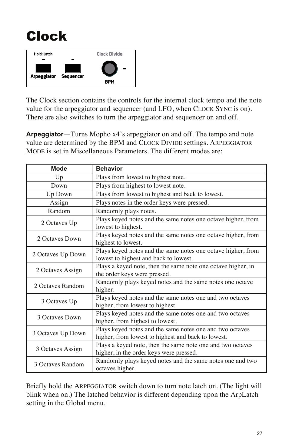 Clock | Dave Smith Instruments MOPHO X4 User Manual | Page 33 / 68
