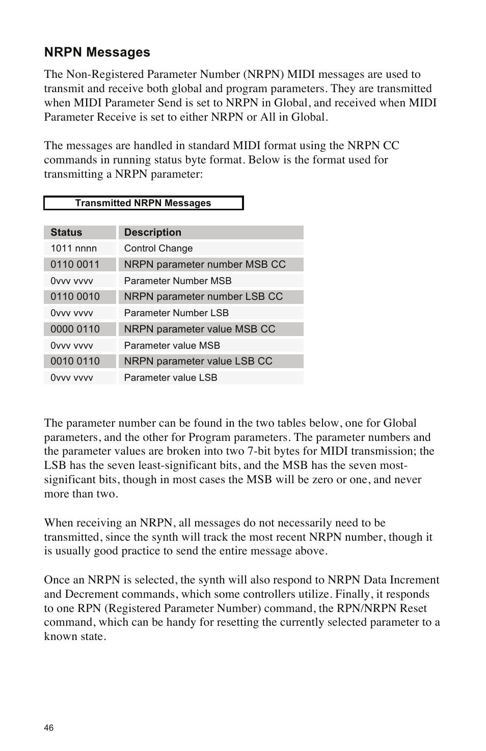 Nrpn messages | Dave Smith Instruments MOPHO X4 User Manual | Page 52 / 68