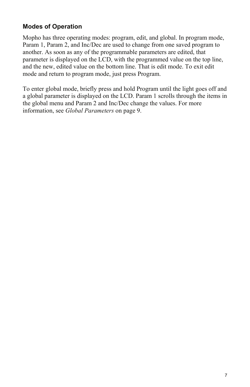 Modes of operation | Dave Smith Instruments MOPHO KEYBOARD User Manual | Page 13 / 68