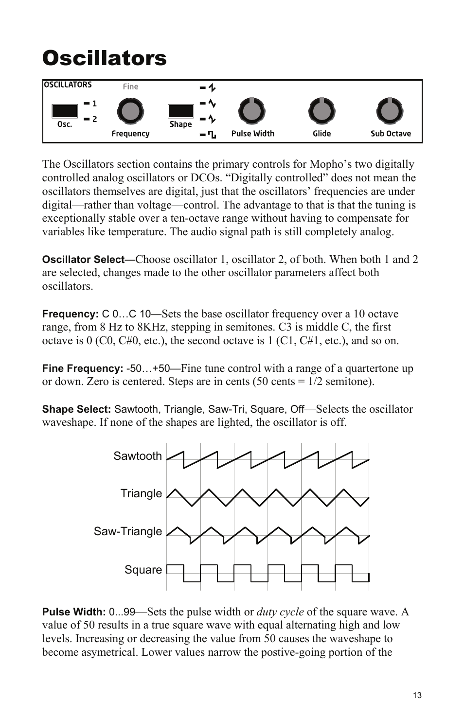 Oscillators | Dave Smith Instruments MOPHO KEYBOARD User Manual | Page 19 / 68