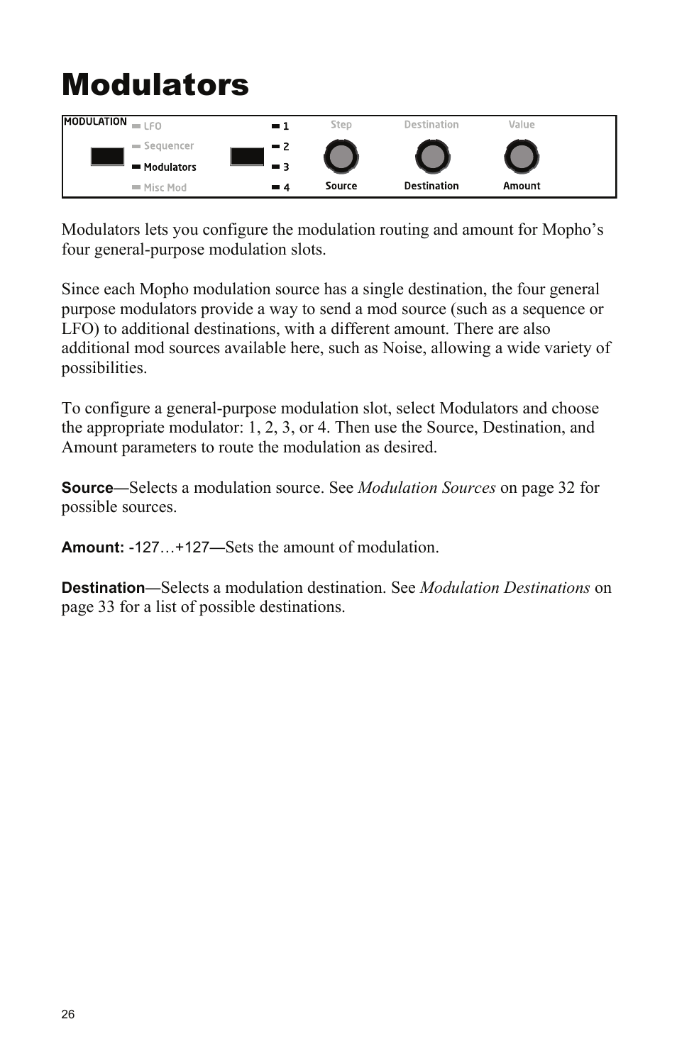 Modulators | Dave Smith Instruments MOPHO KEYBOARD User Manual | Page 32 / 68