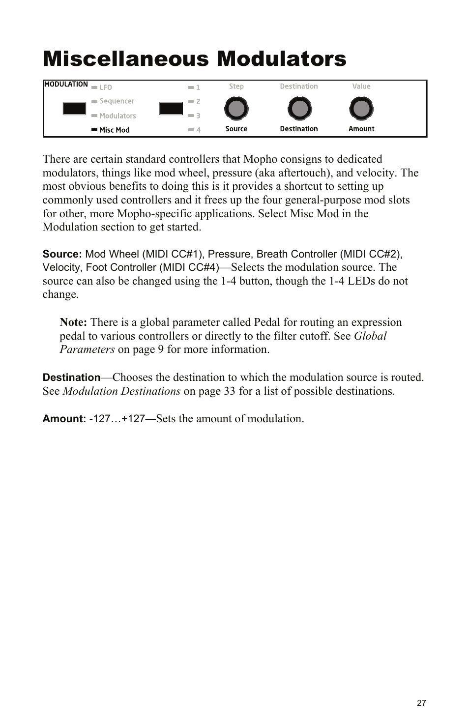Miscellaneous modulators | Dave Smith Instruments MOPHO KEYBOARD User Manual | Page 33 / 68