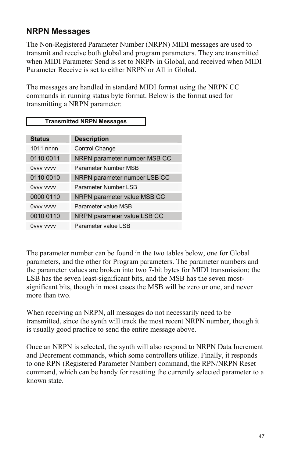 Nrpn messages | Dave Smith Instruments MOPHO KEYBOARD User Manual | Page 53 / 68