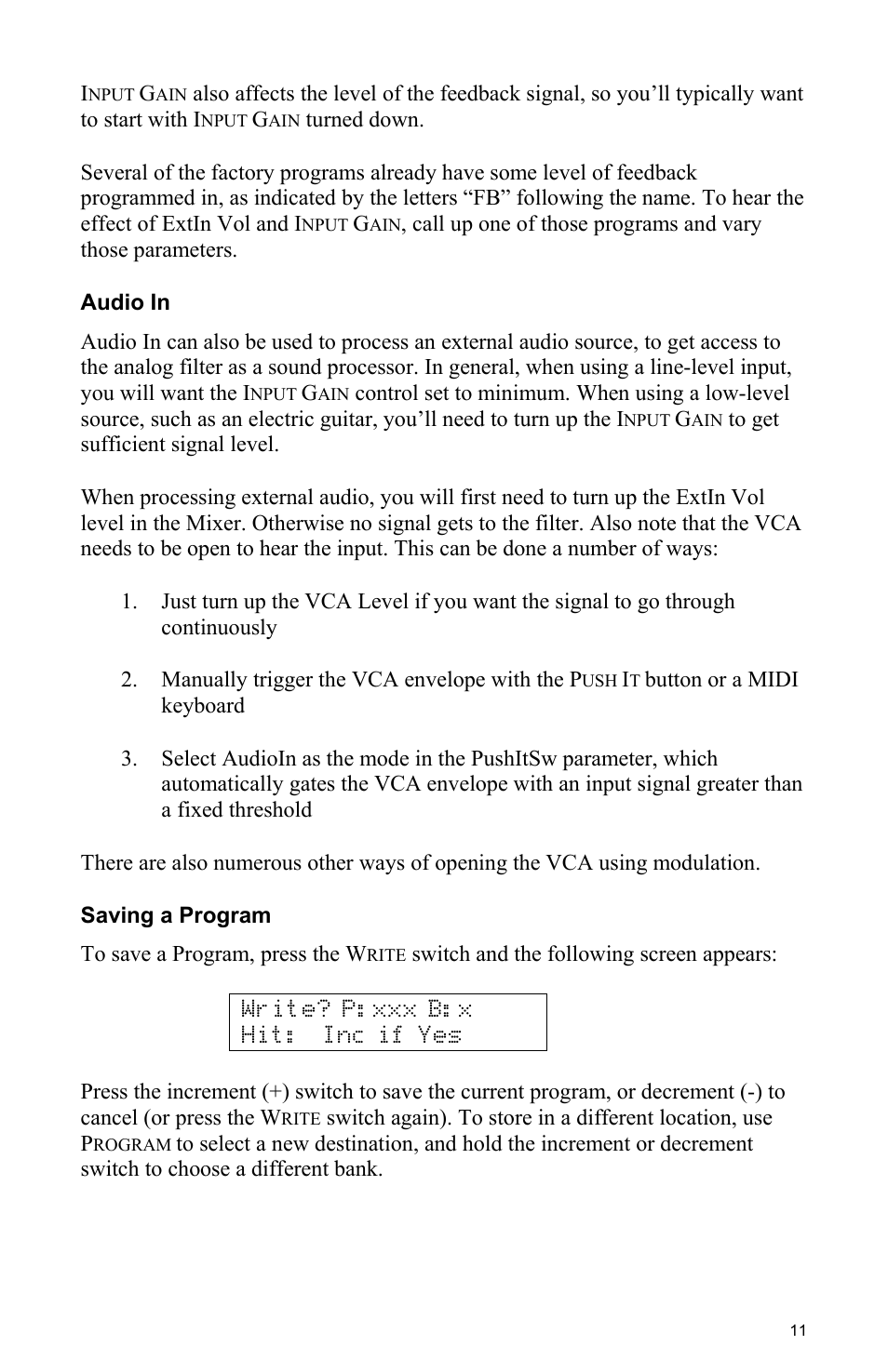 Audio in, Saving a program | Dave Smith Instruments MOPHO User Manual | Page 17 / 52