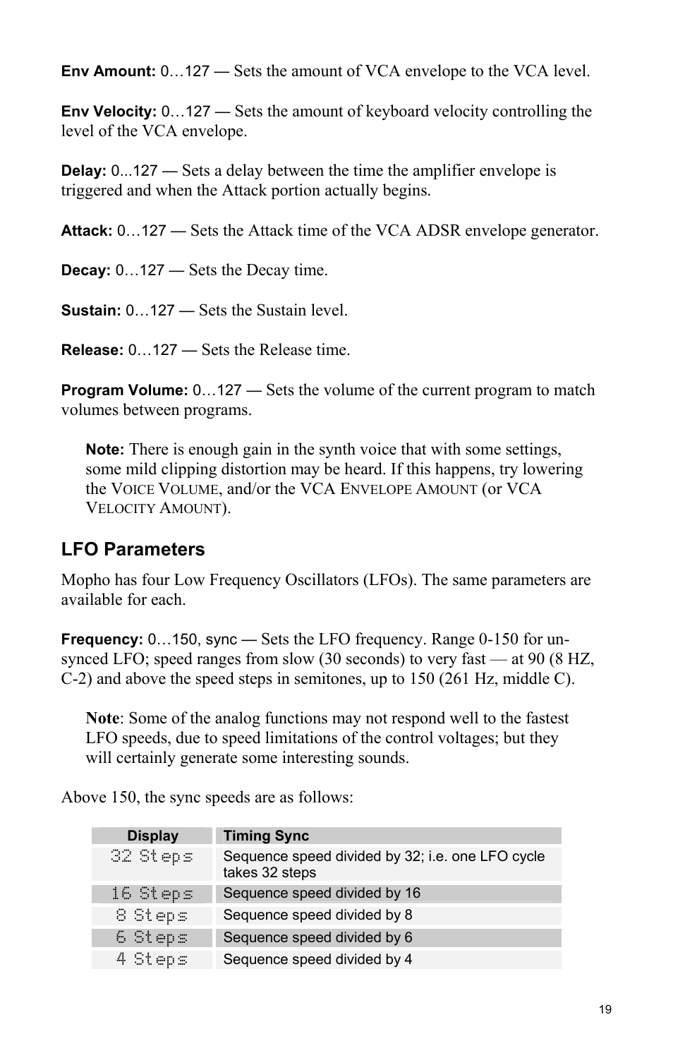 Lfo parameters | Dave Smith Instruments MOPHO User Manual | Page 25 / 52