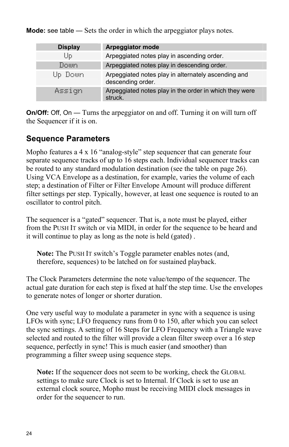 Sequence parameters | Dave Smith Instruments MOPHO User Manual | Page 30 / 52