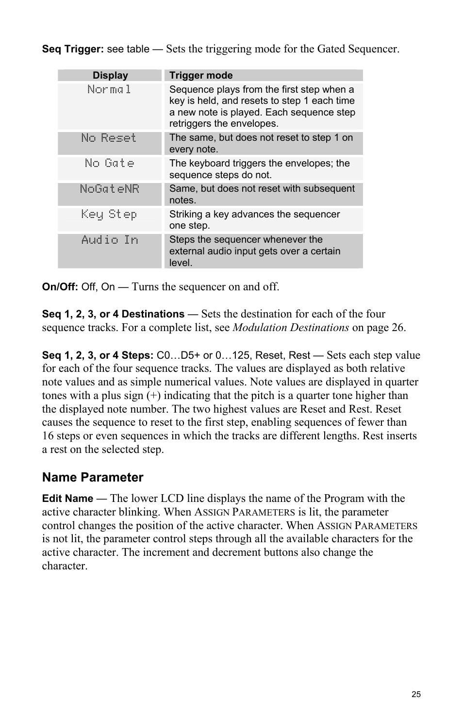 Name parameter | Dave Smith Instruments MOPHO User Manual | Page 31 / 52
