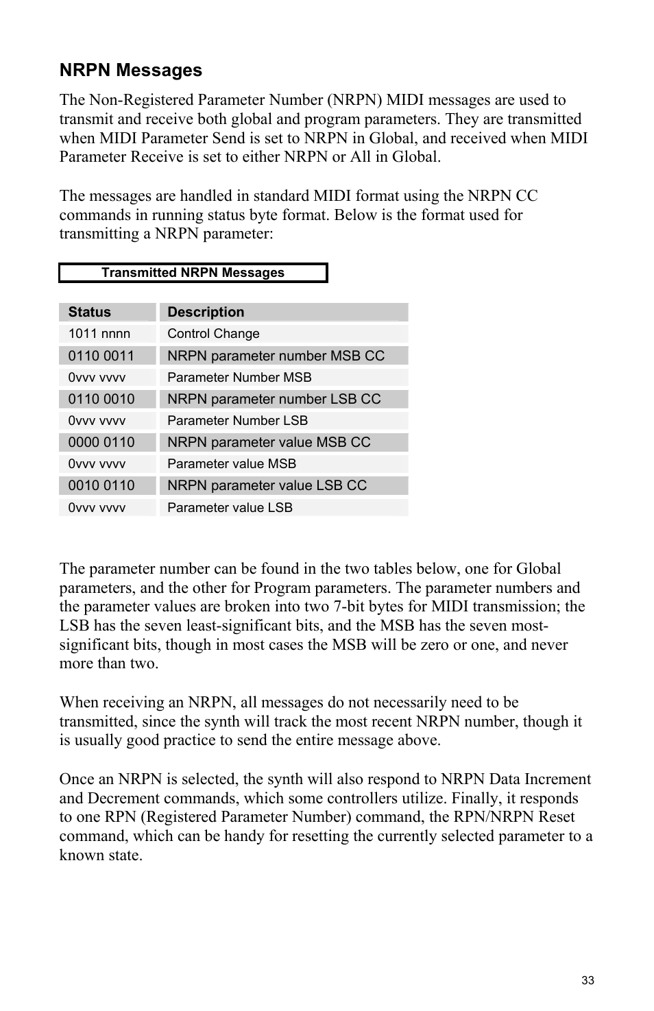 Nrpn messages | Dave Smith Instruments MOPHO User Manual | Page 39 / 52