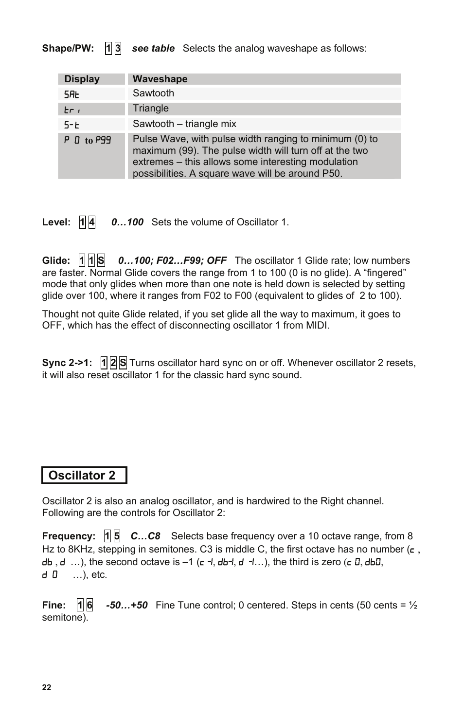 Oscillator 2 | Dave Smith Instruments EVOLVER User Manual | Page 22 / 64