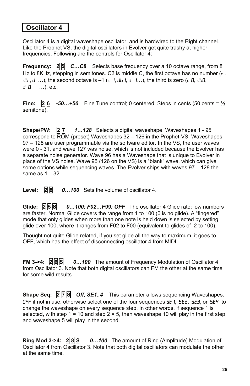 Oscillator 4 | Dave Smith Instruments EVOLVER User Manual | Page 25 / 64