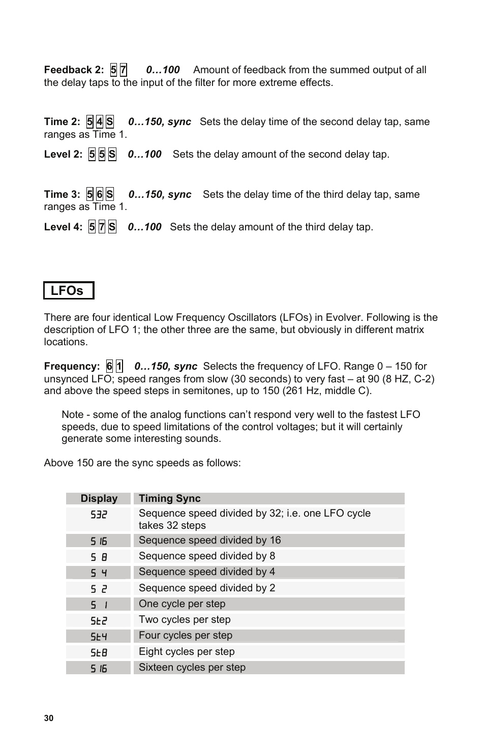 Lfos | Dave Smith Instruments EVOLVER User Manual | Page 30 / 64