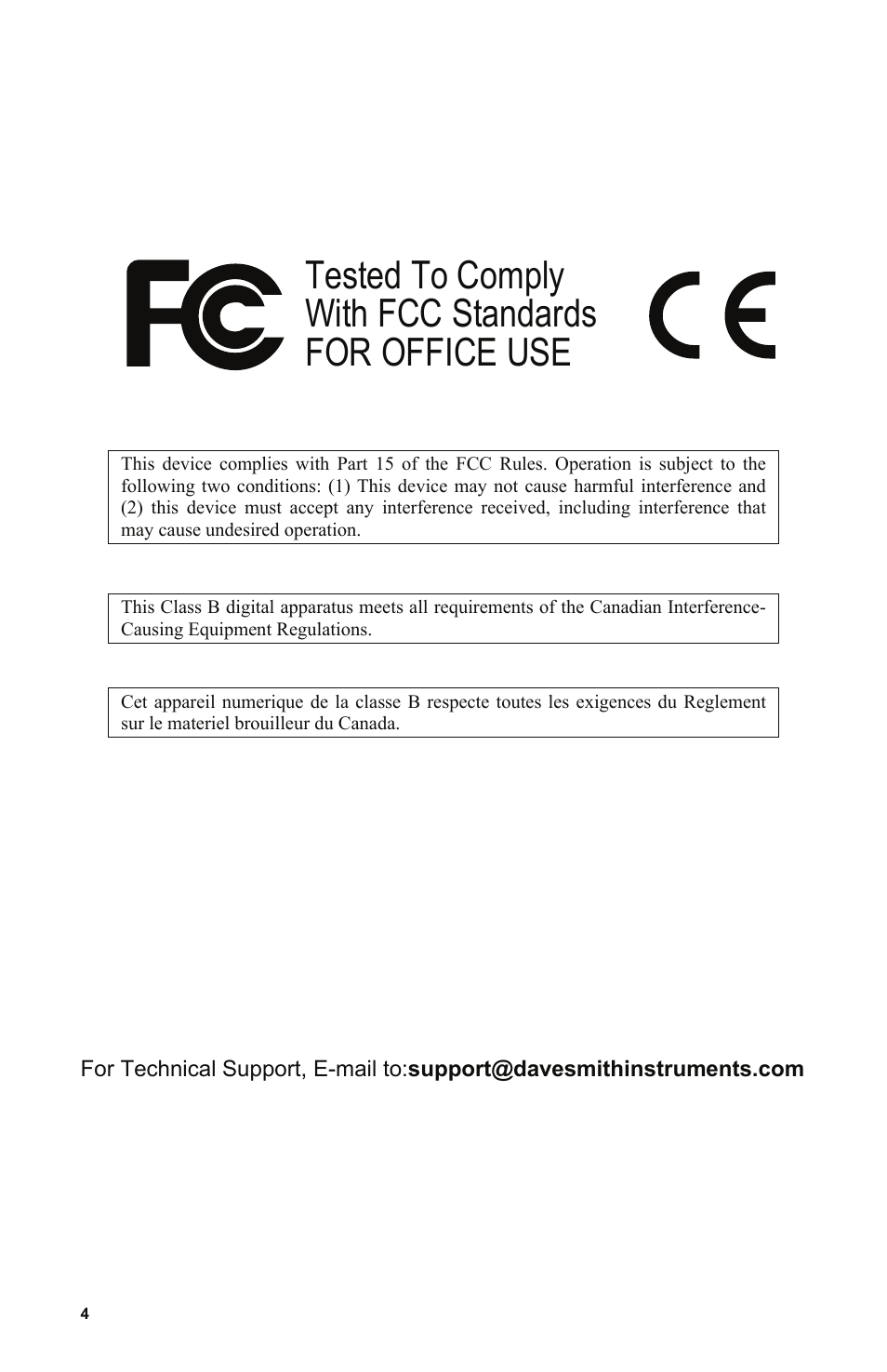 Tested to comply with fcc standards for office use | Dave Smith Instruments EVOLVER User Manual | Page 4 / 64