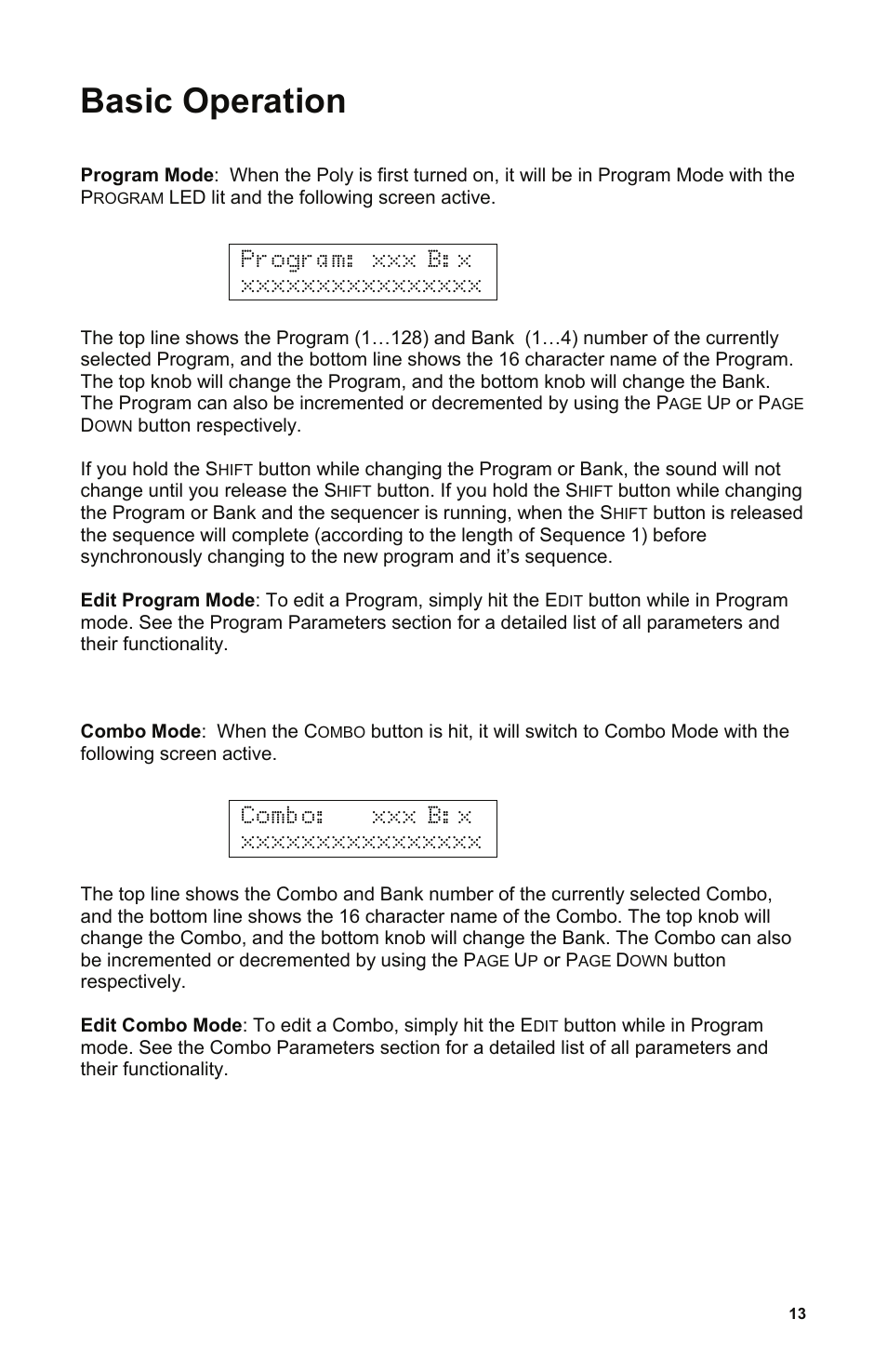 Basic operation | Dave Smith Instruments POLY EVOLVER RACK User Manual | Page 13 / 72