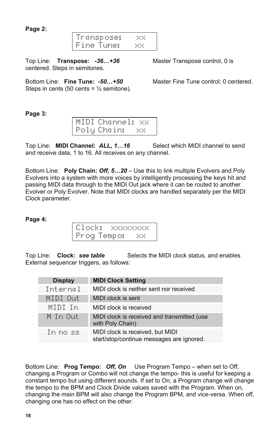 Dave Smith Instruments POLY EVOLVER RACK User Manual | Page 16 / 72