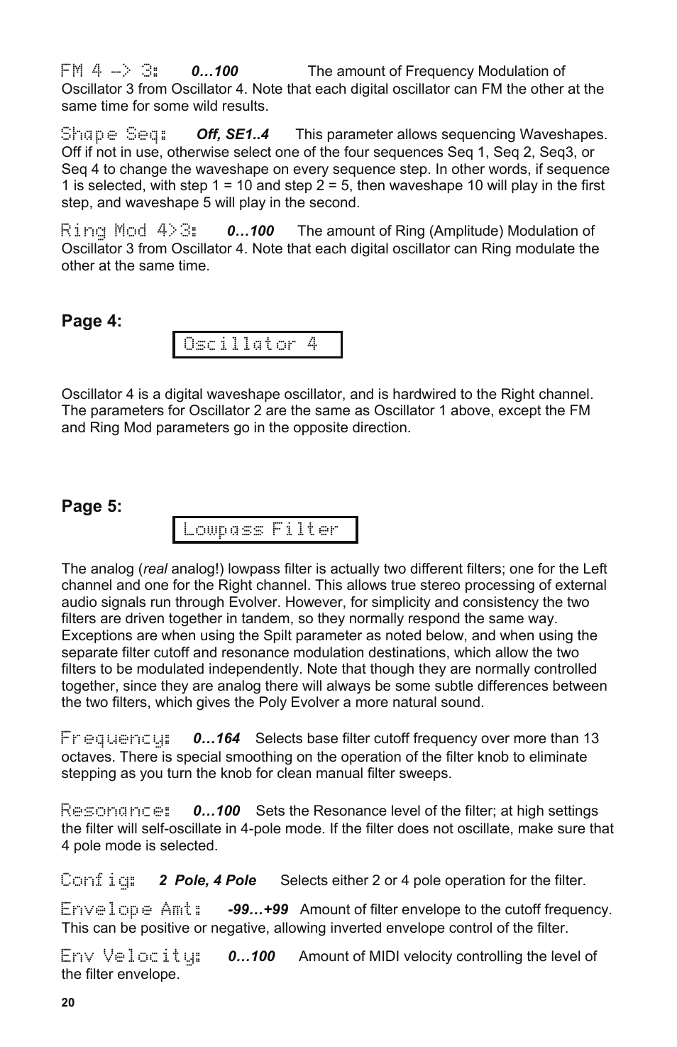 Dave Smith Instruments POLY EVOLVER RACK User Manual | Page 20 / 72