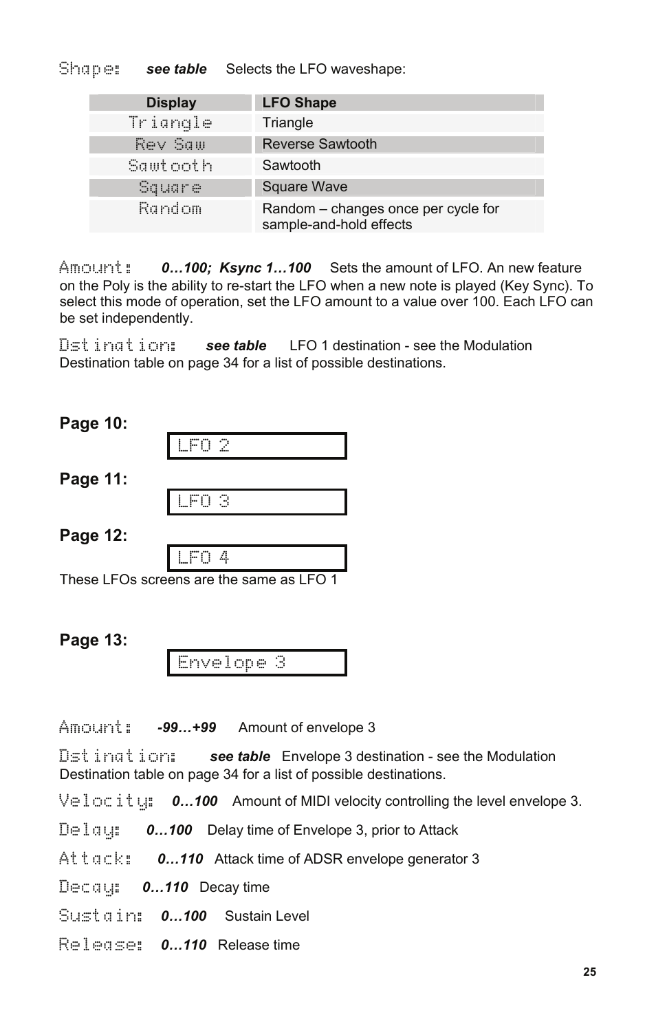 Dave Smith Instruments POLY EVOLVER RACK User Manual | Page 25 / 72