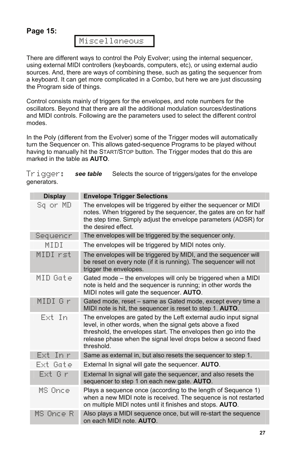 Page 15 | Dave Smith Instruments POLY EVOLVER RACK User Manual | Page 27 / 72