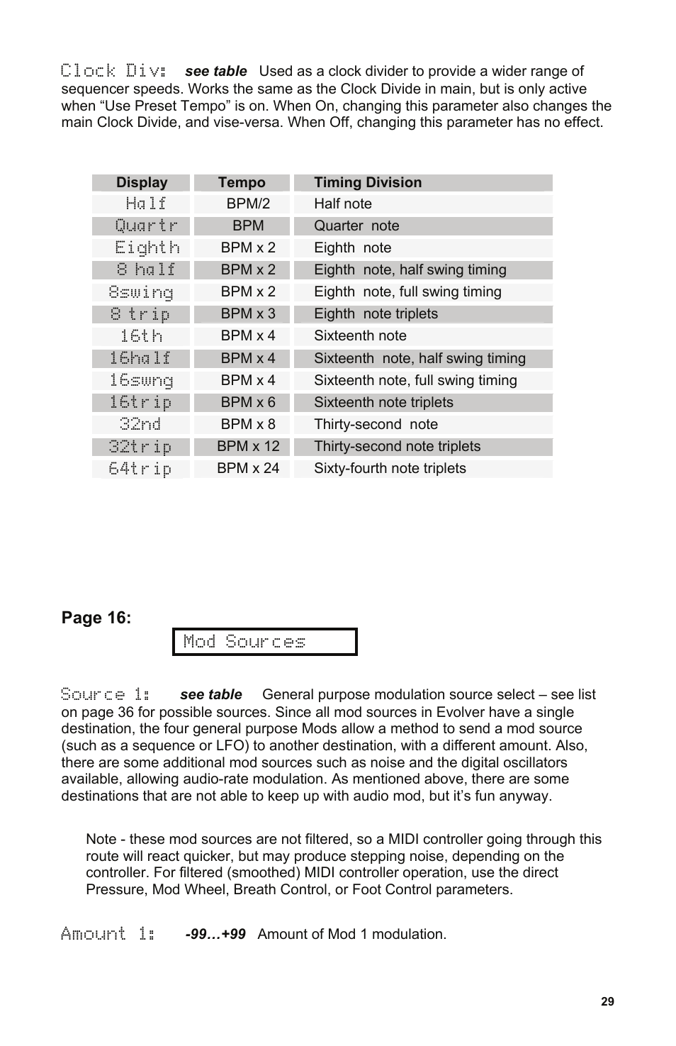 Page 16 | Dave Smith Instruments POLY EVOLVER RACK User Manual | Page 29 / 72