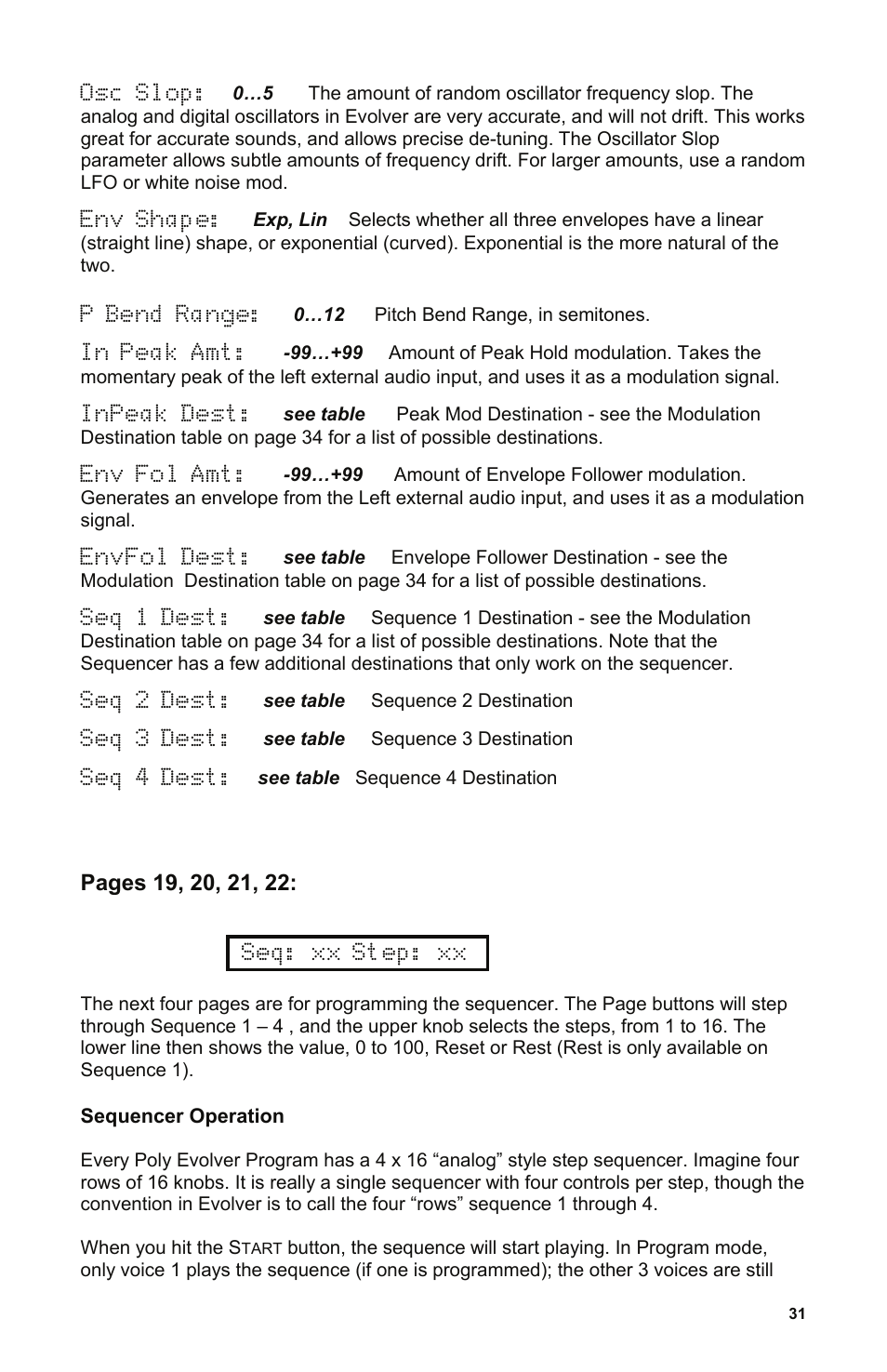 Dave Smith Instruments POLY EVOLVER RACK User Manual | Page 31 / 72