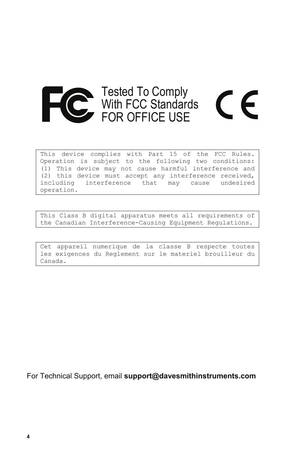 Tested to comply with fcc standards for office use | Dave Smith Instruments POLY EVOLVER RACK User Manual | Page 4 / 72