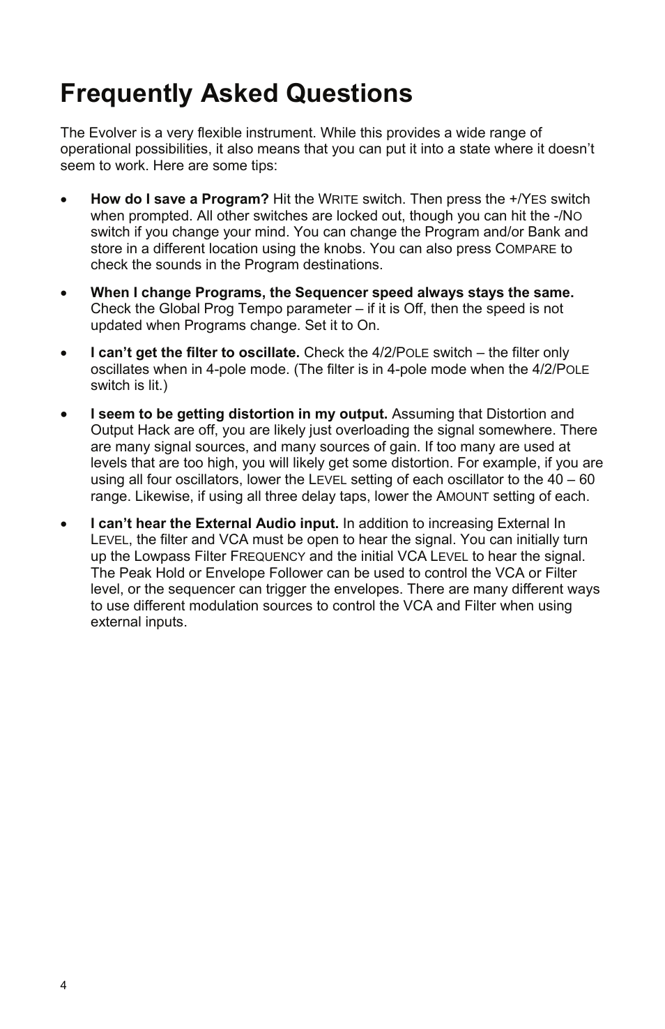 Frequently asked questions | Dave Smith Instruments MONO EVOLVER KEYBOARD User Manual | Page 10 / 64