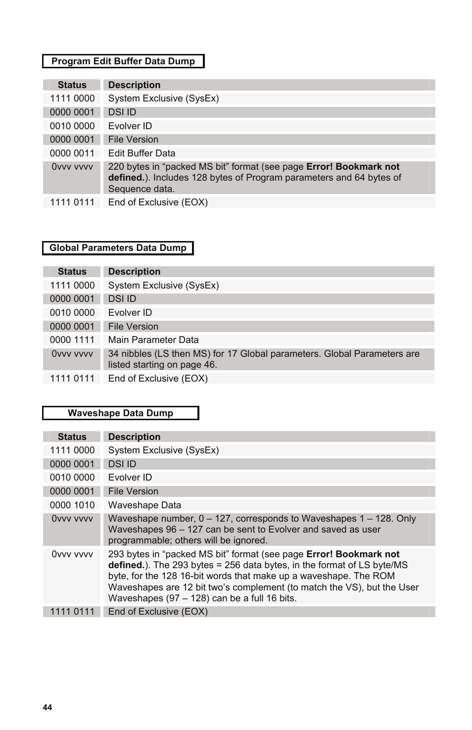 E 44 | Dave Smith Instruments MONO EVOLVER KEYBOARD User Manual | Page 50 / 64