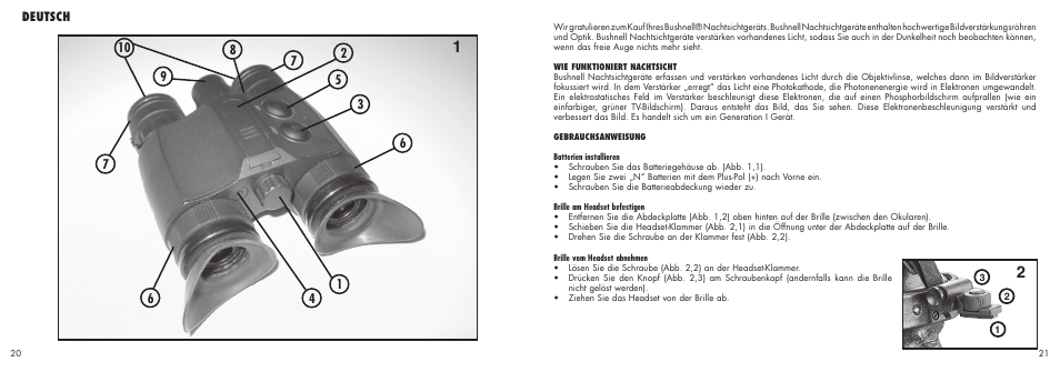 Deutsch | Bushnell 26-1020 User Manual | Page 12 / 21