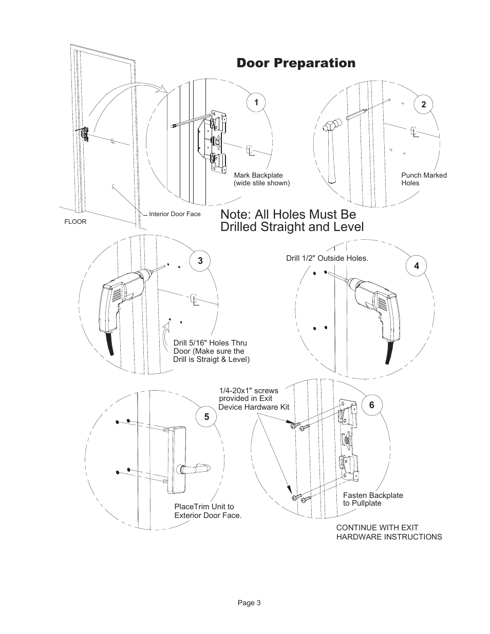 Door preparation | Detex 02DV Trim User Manual | Page 3 / 3