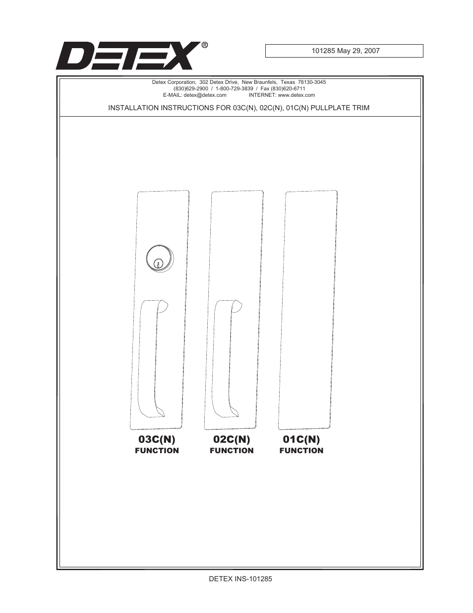 Detex CNV Trim User Manual | 6 pages