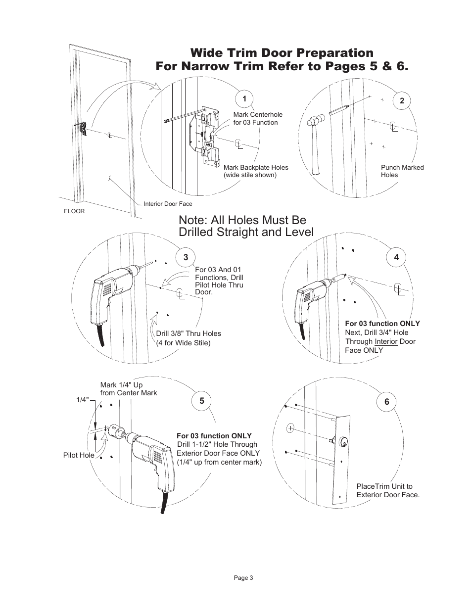 For narrow trim refer to pages 5 & 6 | Detex CNV Trim User Manual | Page 3 / 6