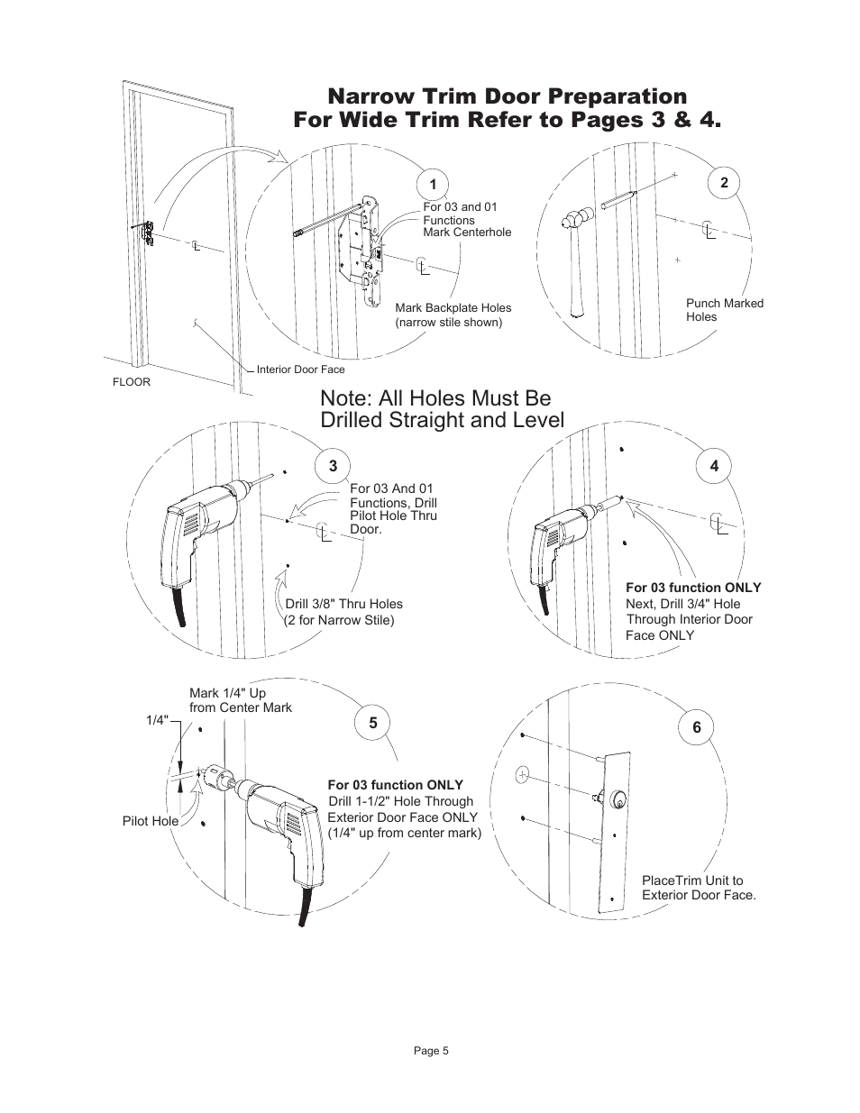 Narrow trim door preparation | Detex CNV Trim User Manual | Page 5 / 6