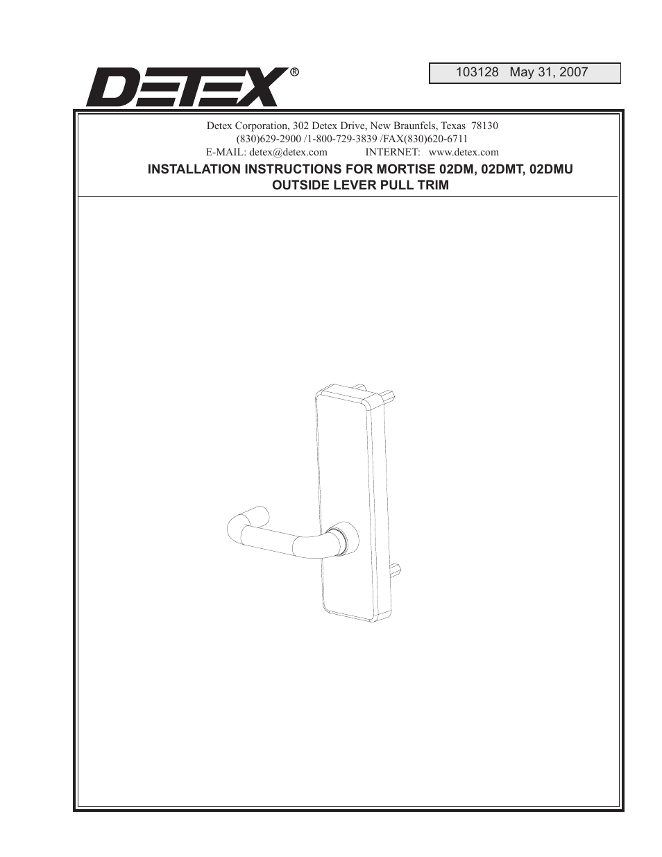 Detex 02DM Trim User Manual | 2 pages