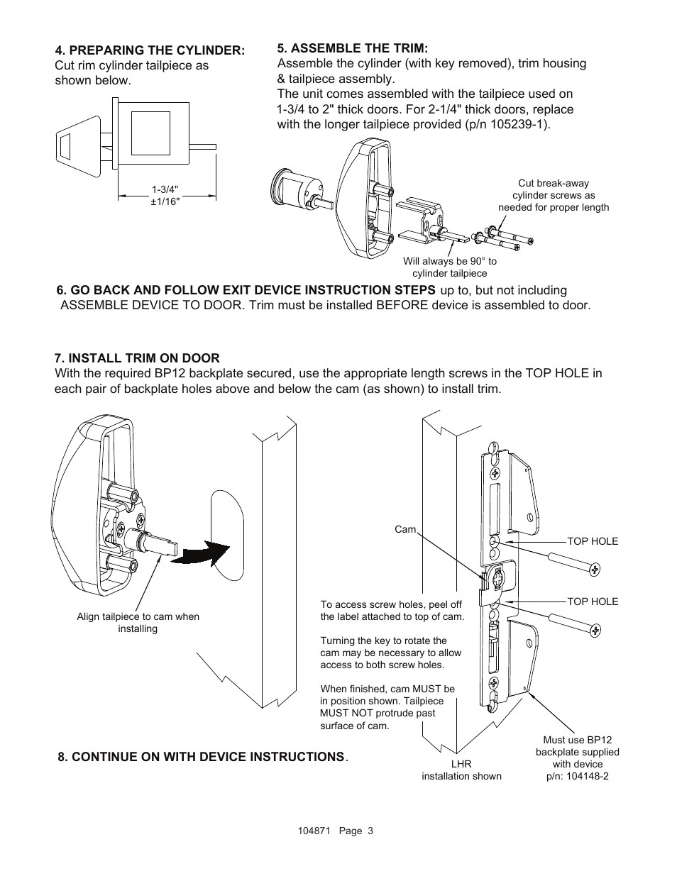 Detex 03R Trim for 60 Series User Manual | Page 3 / 3