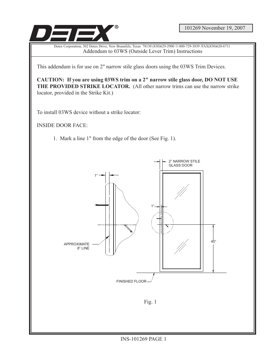 Detex WSV Trim User Manual | 4 pages