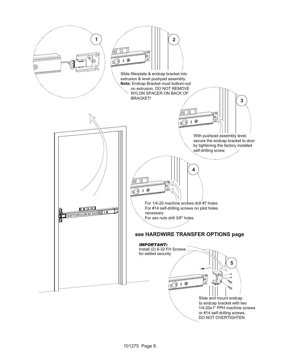 See hardwire transfer options page | Detex V40 EHxR User Manual | Page 8 / 16