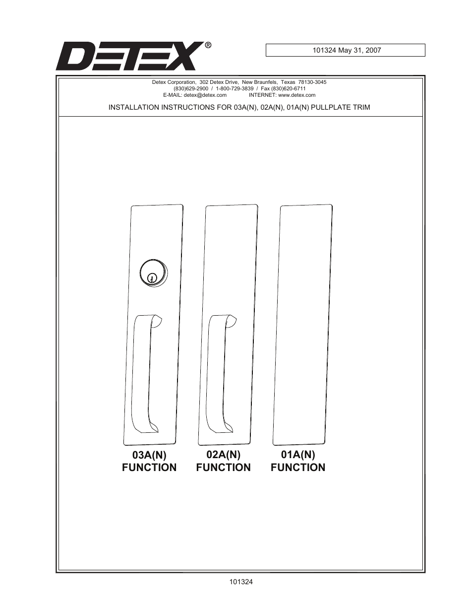 Detex 02AN Trim User Manual | 4 pages
