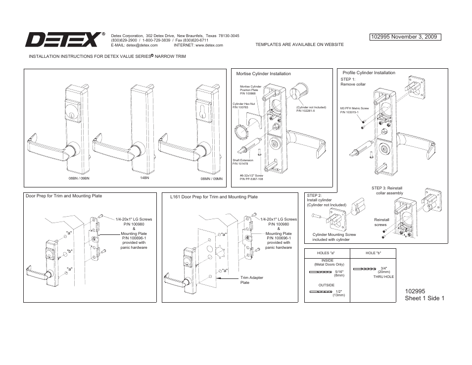 Detex BN Trim User Manual | 2 pages