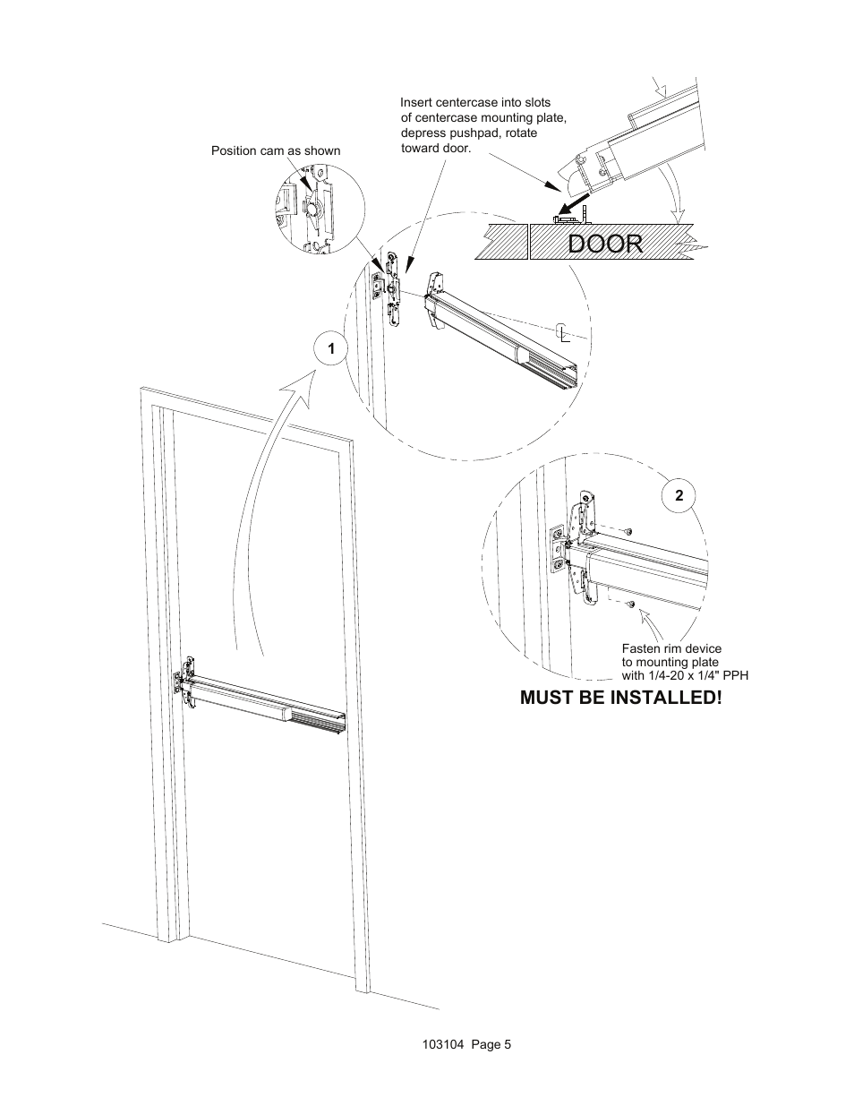 Door, Must be installed | Detex V40 ER User Manual | Page 5 / 13