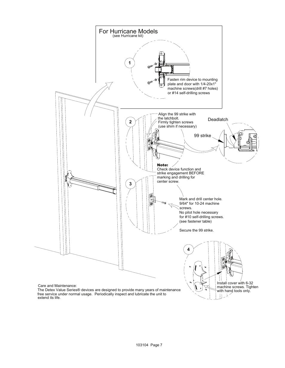 For hurricane models | Detex V40 ER User Manual | Page 7 / 13